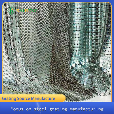 Tirai Rantai Emas Perak Dekoratif Wire Mesh Logam Aluminium